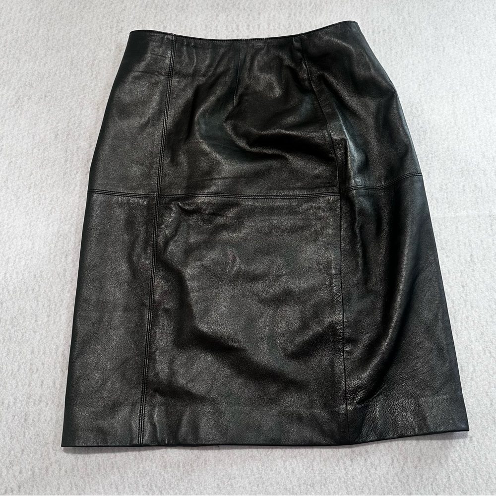 Jones New York Metallic Leather Pencil Skirt